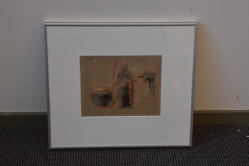 Afbeelding van Ingelijste tekening van Jolly: Stilleven en flessen en pot.