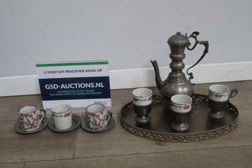 Afbeelding van Vintage Porselein-Tinnen Servies