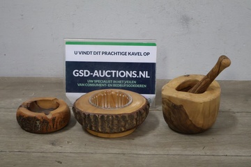 Afbeelding van Set van 3 unieke Houten items''