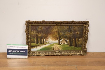 Afbeelding van Olieverf op Paneel - Bos Aanzicht - In Keurige Lijst