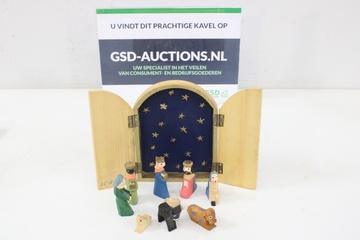 Afbeelding van Houten Miniatuur Kerststalletje