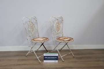 Afbeelding van Set van 2 metalen klapstoelen, Bistro Stoelen
