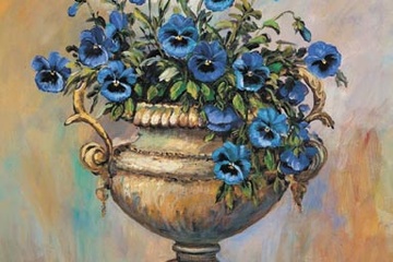 Afbeelding van Katharina Schoettler, Blue Pansies Delight - 70x70 cm