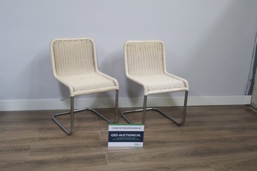 Afbeelding van Set van 2 Witte Rotan Buisframestoelen