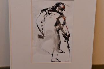 Afbeelding van Inkttekening van Jeanne Beenackers: 'Man met viool'