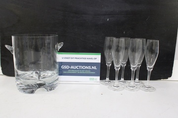 Afbeelding van Set van 6 Champagneglazen met IJsemmer'