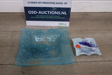 Afbeelding van Set van 2 Blauw Getinte Glazen Schaaltjes
