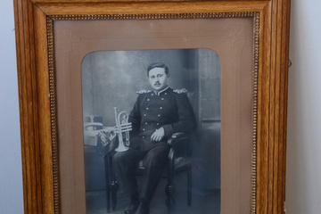 Afbeelding van Ingelijste oude foto van een militaire trompetter 19e eeuw