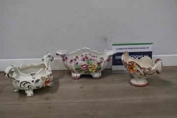 Afbeelding van Set van 3 Antiek Porseleinen Dresden Schalen