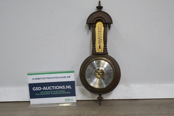 Afbeelding van Houten barometer met thermometer