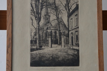 Afbeelding van Fraaie ets van Wassenaar, Ned. Hervormde Kerk v Haberidt