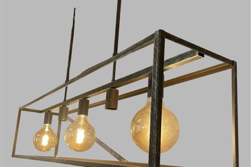 Afbeelding van Metalen industrieel hanglamp grijs/zwart