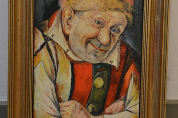 Afbeelding van Schilderij naar een werk van Jan v Eyk: De Nar Gonnella