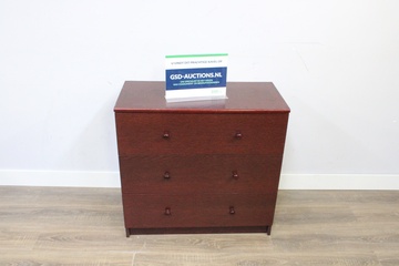 Afbeelding van Roodkleurig Houten Ladekastje met 3-Lades