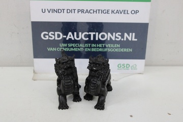 Afbeelding van Set van 2 Zwarte Chinese Leeuwen
