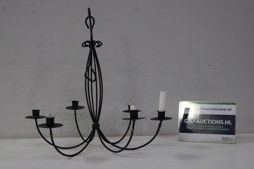 Afbeelding van Zwart Metalen 6-Armige Kaarsen-Kroonluchter'