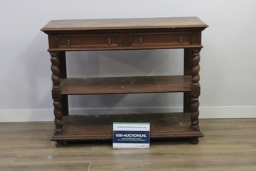 Afbeelding van Antiek Frans Houten Wandtafel met Uitschuifbaar Blad