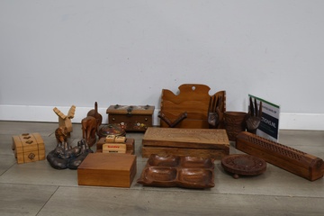 Afbeelding van Mix van 18 Houten Decoratieve Woonaccessoires