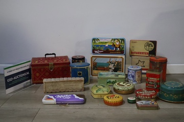 Afbeelding van Mix van 20 Vintage Tinnen Voorraadblikken