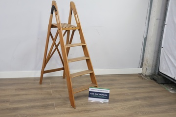 Afbeelding van Vintage Schildersladder, Trap - Hout