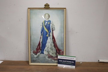 Afbeelding van Vintage Staatsierportret van Koningin Juliana