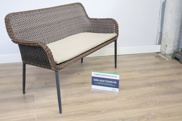 Afbeelding van Rieten 2-Zits Tuinbank met Zwart Frame