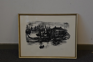 Afbeelding van Ingelijste litho van Mart Kempers: 'Marine establishment'.