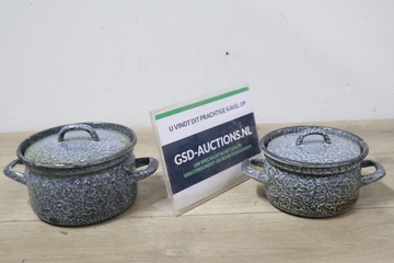 Afbeelding van 2 Emaille Gewolkte Pannen''