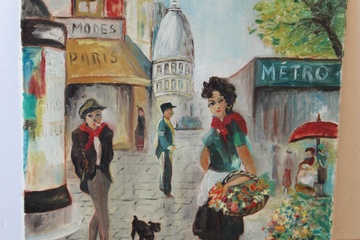 Afbeelding van Olieverfschilderij van T. du Bois: Parijs, Montmartre.