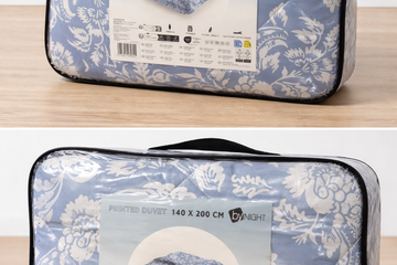 Afbeelding van 1x By Night Printed Dekbed 140x200 cm – Blauw/Wit Dessin