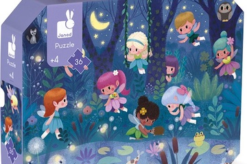 Afbeelding van Janod - Puzzel Elfjes en Waterlelies - In Puzzelkoffer