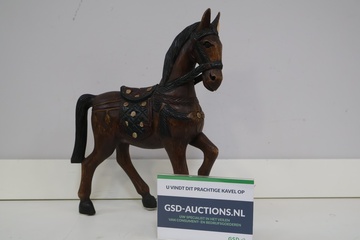Afbeelding van Vintage Houten paarden beeld