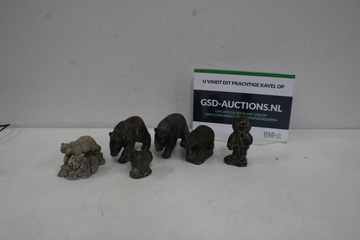Afbeelding van Set van 5 Stenen Beren met 1 Eskimo