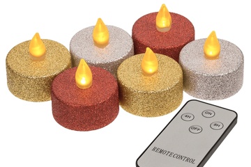 Afbeelding van 6 theelichten op battery met afstandbediening