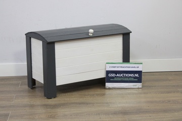 Afbeelding van Wit/Zwart Houten Opbergkist