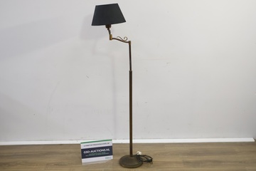 Afbeelding van Messing/Koperen Vloerlamp met Zwarte Kap