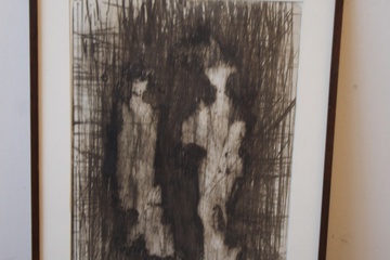 Afbeelding van Fraaie ingelijste ets van S. Versteeg: Figuratieve mensen'