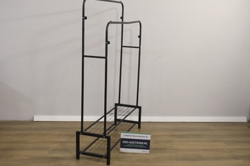 Afbeelding van Zwart Metalen Kledingrek met Dubbele Rails'