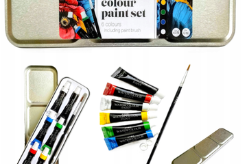 Afbeelding van AQUARELVERF 6 STUKS IN TUBES + KWAS IN EEN ETUI