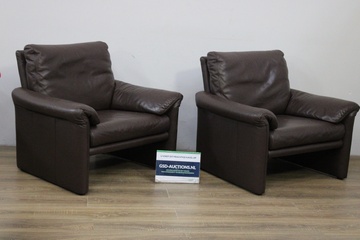 Afbeelding van Set van Twee Vintage Bruin Leren Fauteuils van W.Schillig