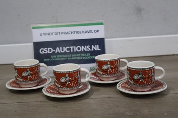 Afbeelding van Set van 4 Paar GrieksSpartaanse-Stijl Kop&Schotels'''
