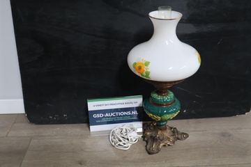 Afbeelding van Vintage messing & glazen olielamp