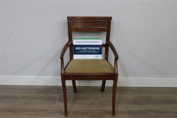 Afbeelding van Art-Deco Houten Stoel met Groene Zitting