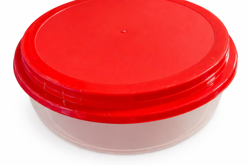 Afbeelding van Vintage kunststof bewaarschaal / taartdoos met deksel – retr