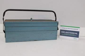 Afbeelding van Vintage Metalen Gereedschapskist Vol met Gereedschap