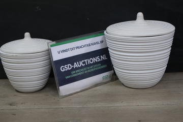 Afbeelding van Set van 2 Aardewerk Dekselpotten''