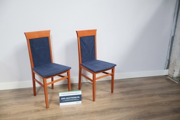 Afbeelding van Set van 2 Houten Eetkamerstoelen met Blauwe Bekleding'