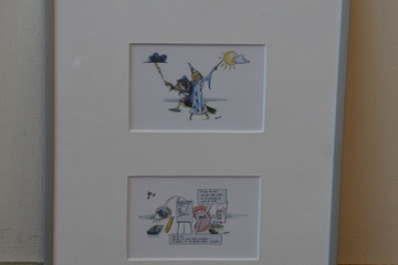 Afbeelding van Ingekleurde pentekeningen van Rob '13: twee in één lijst.