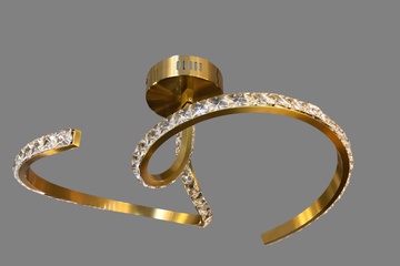 Afbeelding van Led plafondlamp goudkleurige met kristallen Ø40cm (*3)