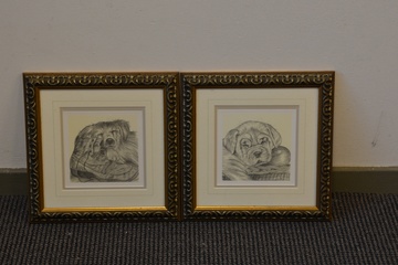 Afbeelding van 2 Podloodtekeningen van honden.